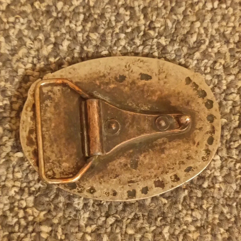 Soaring silver tone Eagle and brown leather men's belt buckle